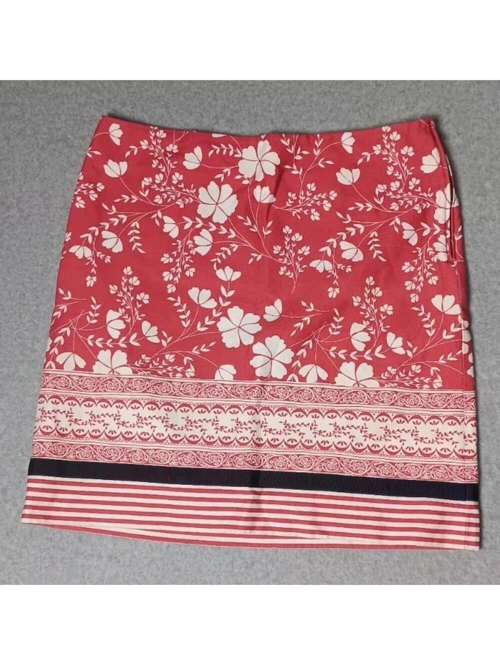 Ann Taylor Loft Petites Pencil Skirt Womens Size 12P Pink And White Floral...